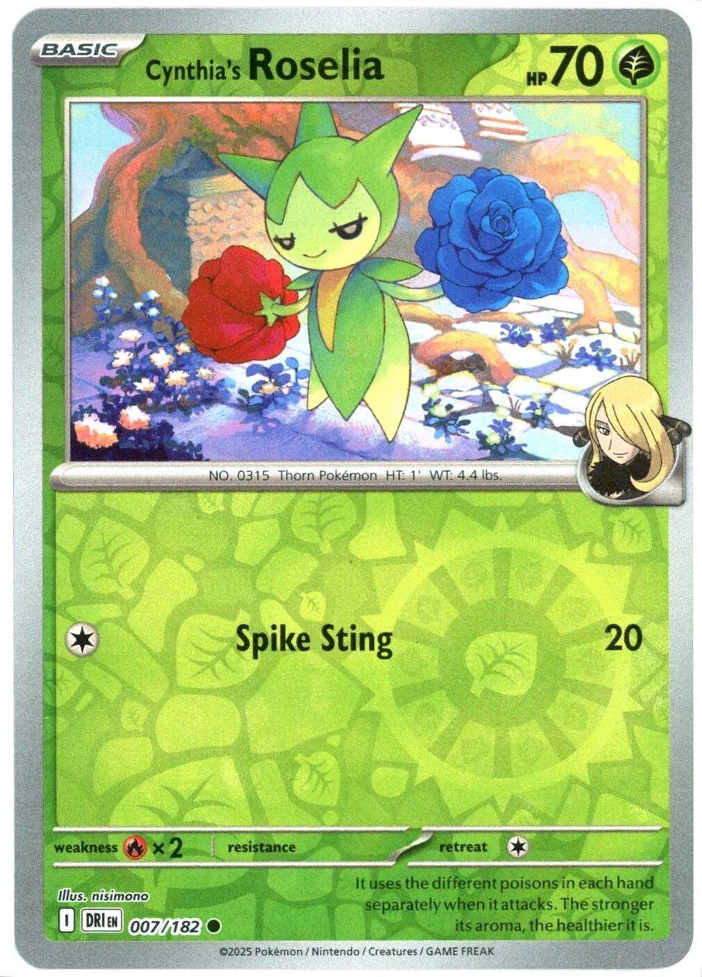 007-182 Cynthias Roselia (Reverse Holo) 007/182 Cynthia's Roselia (Reverse Holo) - obrazek 1